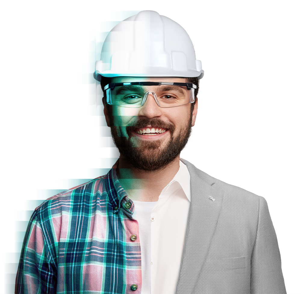 ICT Designer wearing hard hat